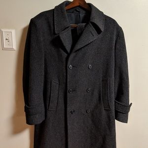 Mens Grey Wool double breasted dress coat